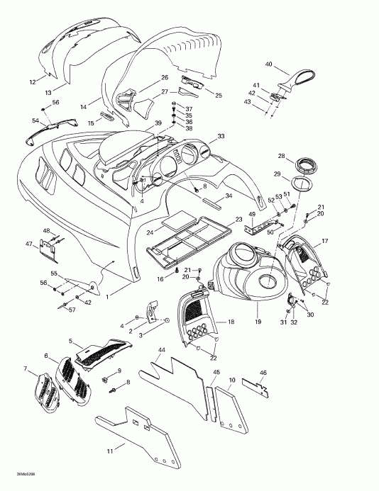  Skidoo Legend 500/600/700/800, 2002 - Cab, Console