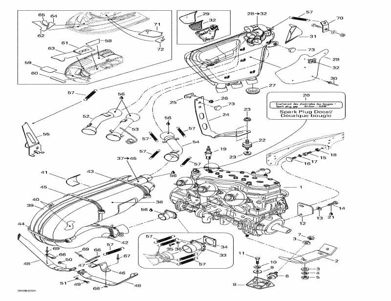  BRP SkiDoo Mach Z, 2002  - Engine Support And Muffler