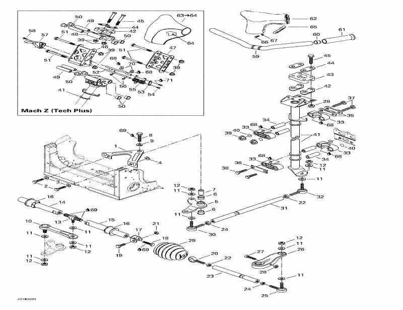 snowmobile Skidoo Mach Z, 2002 - Steering System