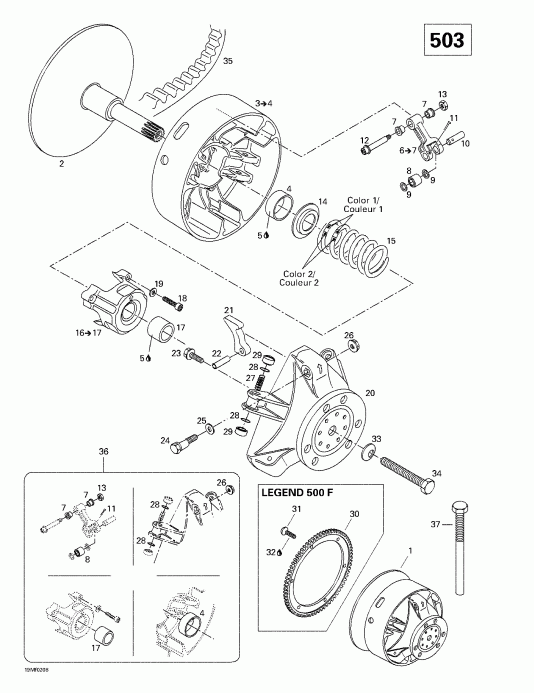 snowmobile  MX Z 380 F/500 F, 2002  - Drive Pulley (503)