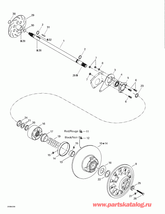 snowmobile Ski Doo  MX Z 380 F/500 F, 2002 - Driven Pulley