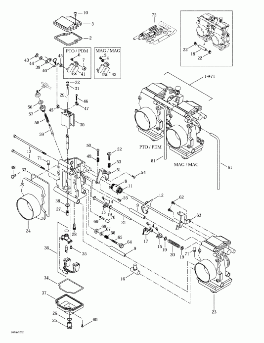 snowmobile Skidoo  MX Z 500/600/700/800, 2002 - Carburetors