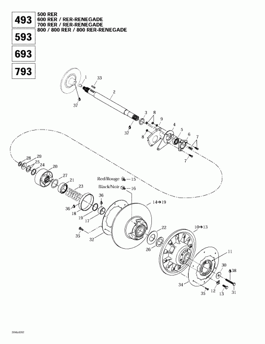 MX Z 500/600/700/800, 2002  - Driven Pulley (493 Rer)