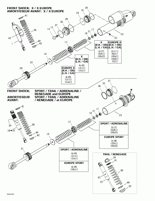  ski-doo  MX Z 500/600/700/800, 2002 - Front Take Apart Shocks