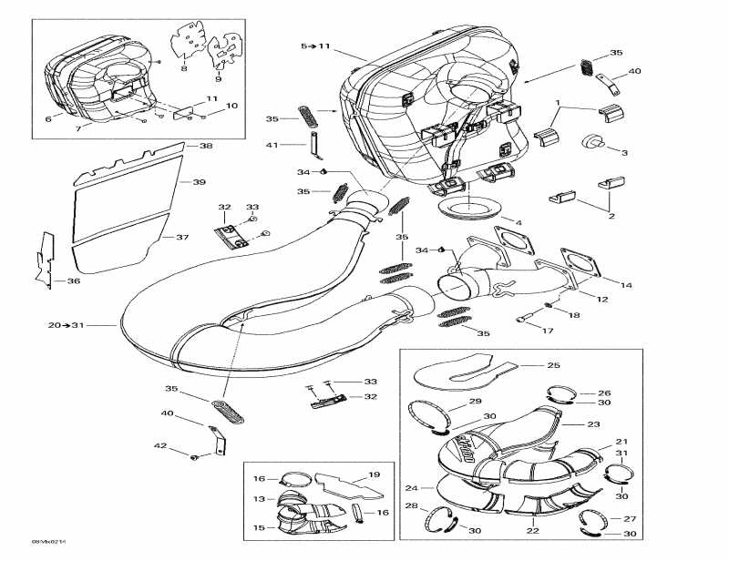 Ski Doo MX Z 800 Rev, 2002  - Exhaust System