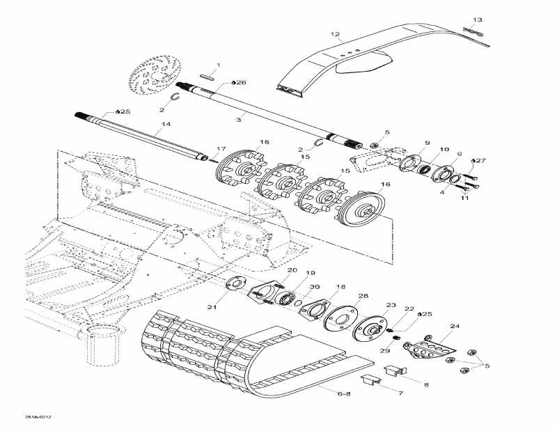 snowmobile Skidoo Skandic 440, 2002 - Drive Axle And Track