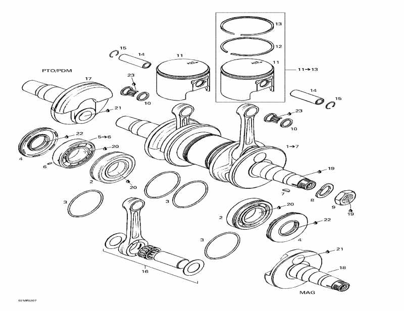  BRP SkiDoo Summit 500 F, 2002 - Crankshaft And Pistons