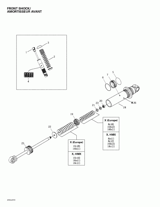 �������� Ski Doo ����������� Summit 600/700/800, 2002 - Front Take Apart Shocks