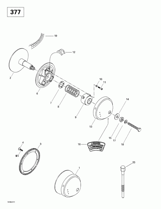  SKIDOO Grand Touring 380 F/550 F, 2003  - Drive Pulley (377)