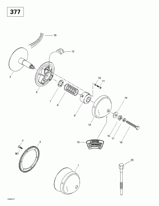  Skidoo  Grand Touring 380 F/550 F, 2003 - Drive Pulley (377)