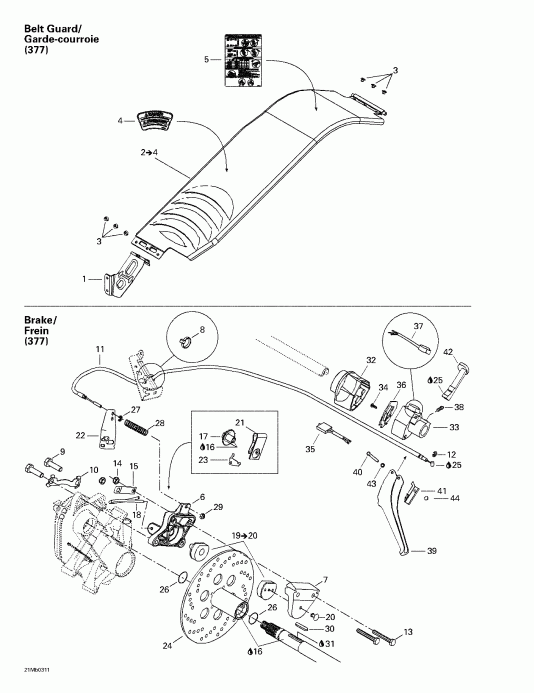 snowmobile Ski-doo Grand Touring 380 F/550 F, 2003 - Mechanic   Belt Guard (377)