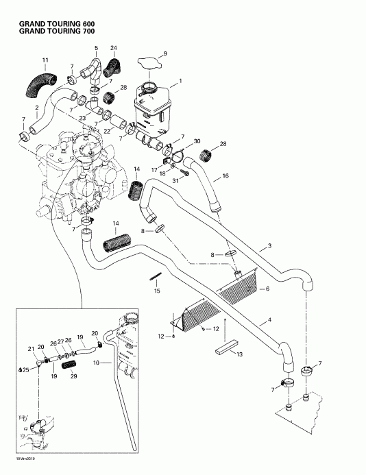 snowmobile Skidoo Grand Touring 500/600/700, 2003 - Cooling System (593)