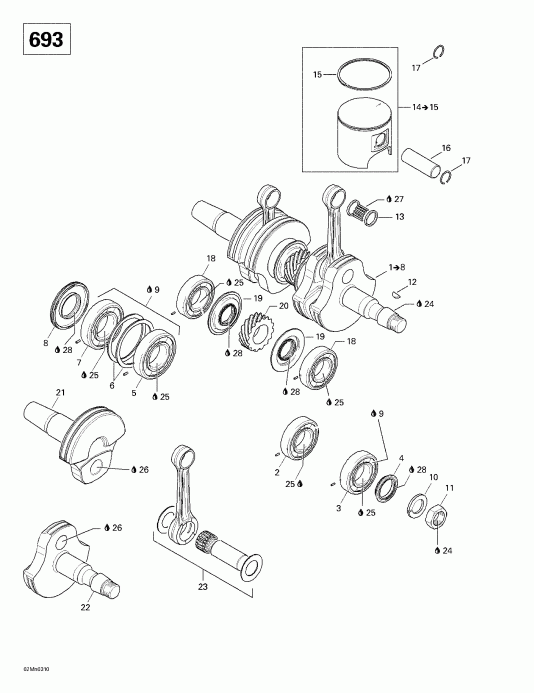  Skidoo - Crankshaft And Pistons (693)