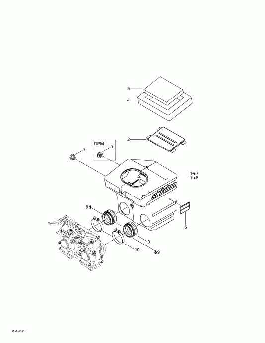  Skidoo Grand Touring 500/600/700, 2003  - Air Intake System