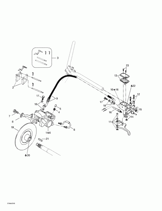 snowmobile Skidoo Grand Touring 500/600/700, 2003  - Hydraulic Brake