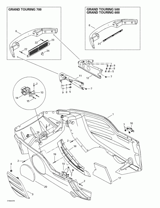 Skidoo Grand Touring 500/600/700, 2003 ������ - Bottom Pan