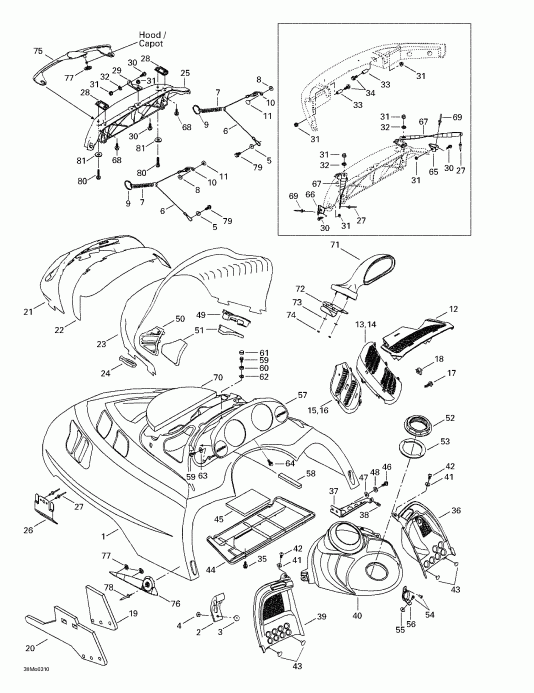  ski-doo Grand Touring 500/600/700, 2003 - Cab, Console