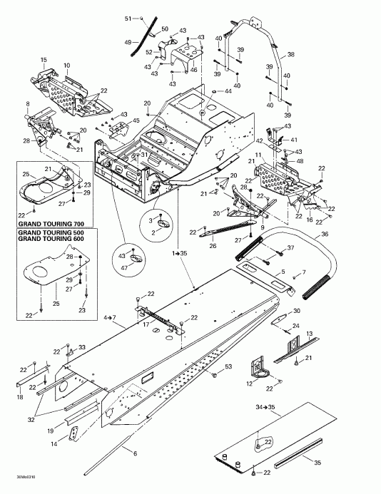  Skidoo  Grand Touring 500/600/700, 2003 - Frame And Accessories