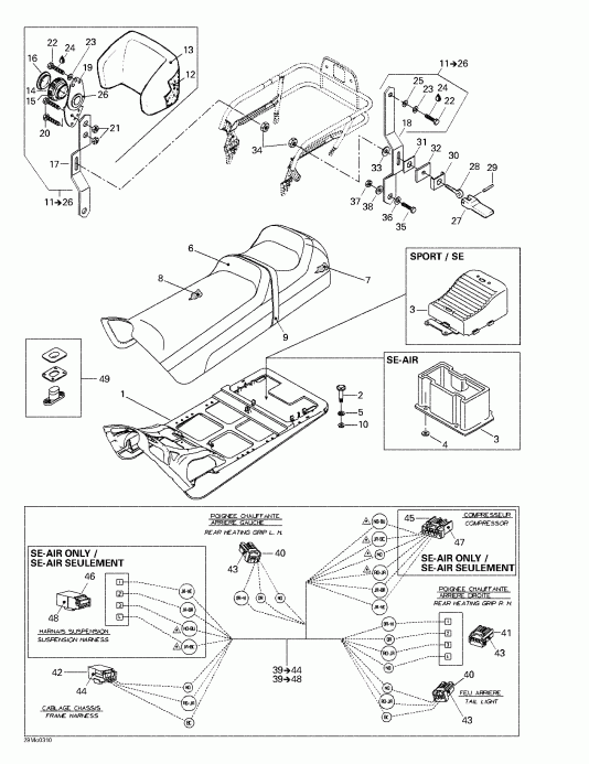 snowmobile Ski-doo  Grand Touring 500/600/700, 2003 - , Backrest