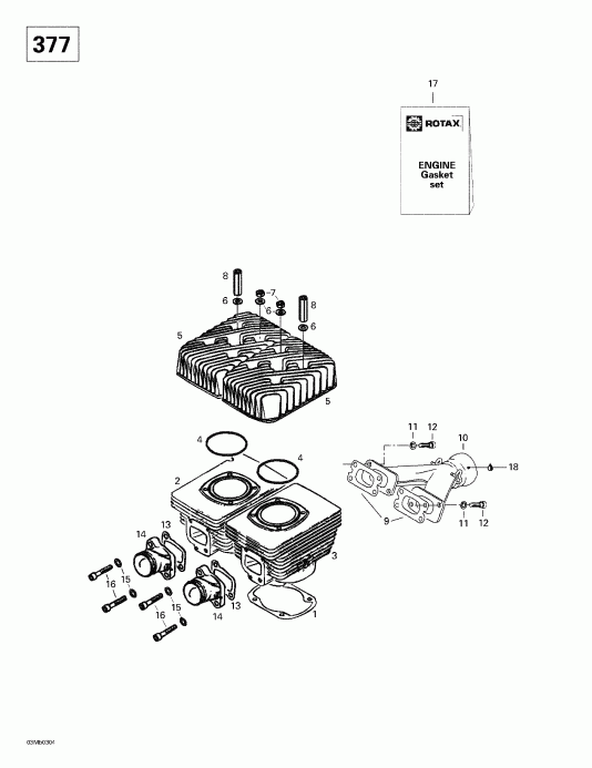   Legend 380F/550F, 2003 - Cylinder, Exhaust Manifold (377)