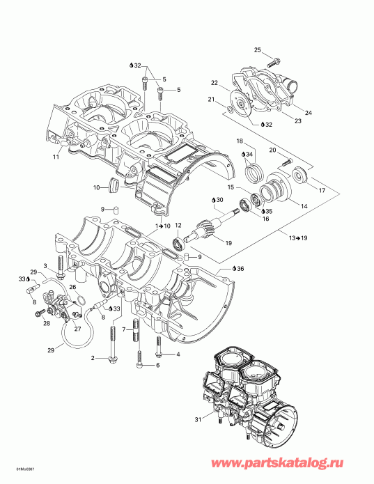  Legend 500/600/700, 2003 - Crankcase, Water Pump And Oil Pump