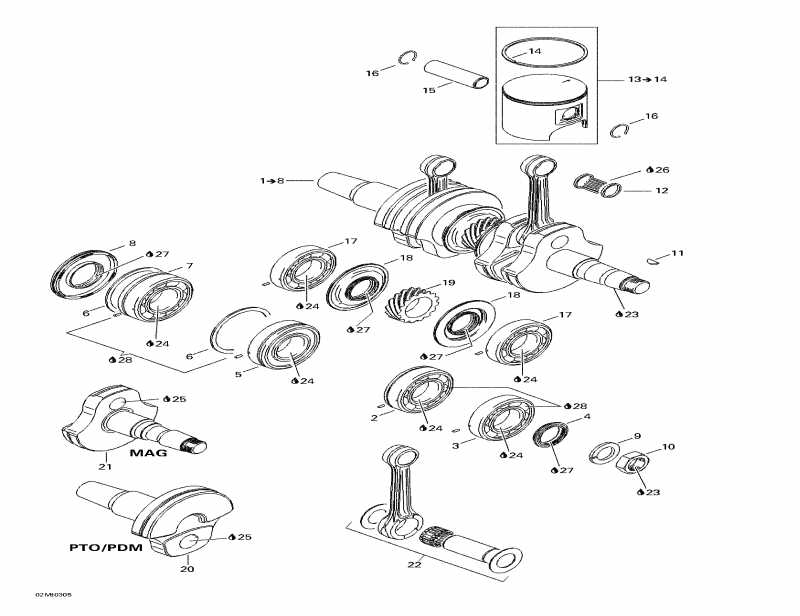 �������� Skidoo Legend SE 800 SDI, 2003 - Crankshaft And Pistons