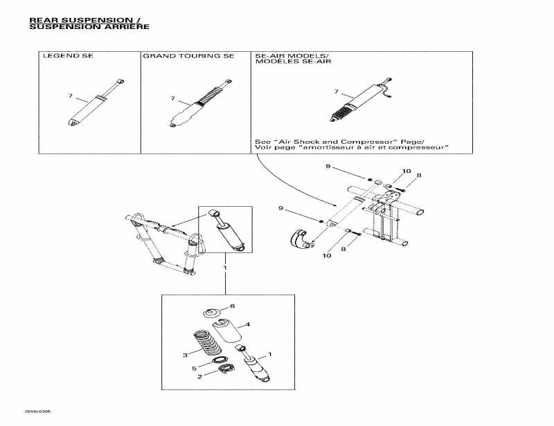 snowmobile Ski Doo Legend SE 800 SDI, 2003  - Rear Shocks