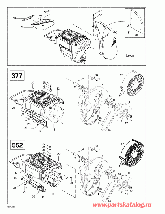 snowmobile ski-doo MX Z 380 F/550 F, 2003 - Cooling System And Fan