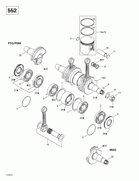 �������� Skidoo ������ MX Z 380 F/550 F, 2003 - Crankshaft (552)