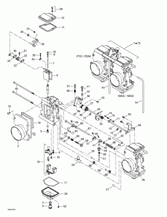 snowmobile Skidoo MX Z 500/600/600 HO/700/800, 2003 - Carburetors