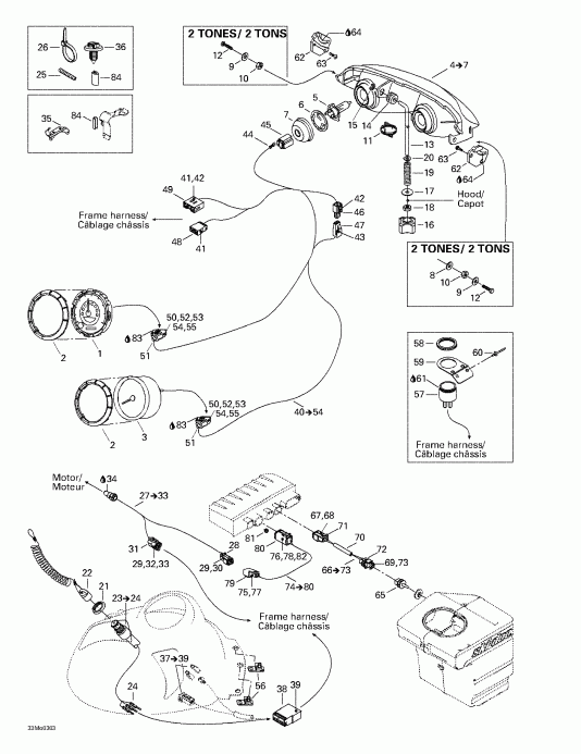 snowmobile Skidoo  MX Z 500/600/600 HO/700/800, 2003 - Electrical System