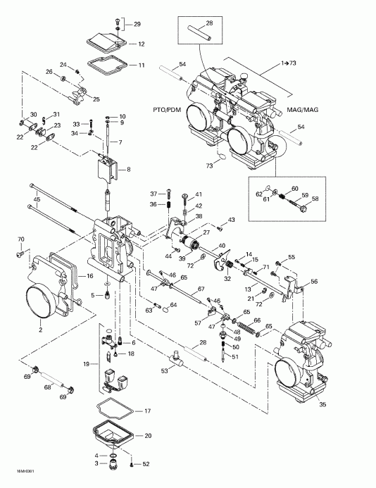  SKIDOO MX Z Rev 600 HO/800/007 Special Edition, 2003  - Carburetors