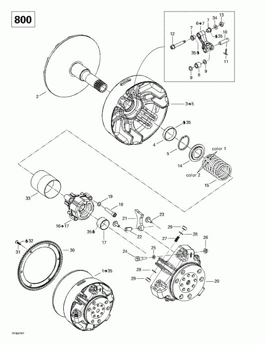 BRP SkiDoo MX Z Rev 600 HO/800/007 Special Edition, 2003  - Drive Pulley (800)