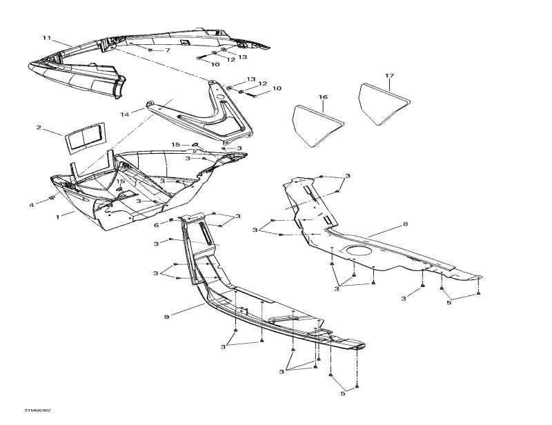 snowmobile Ski-doo MX Z X 440, 2003 - Bottom Pan