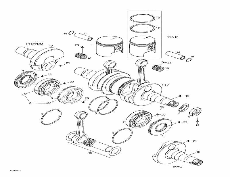 �������� SkiDoo Skandic 500F, 2003 - Crankshaft And Pistons