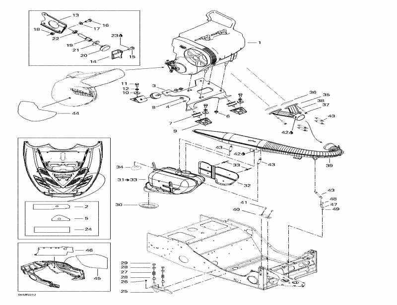��������  ����������� Skandic 500F, 2003 - Engine Support And Muffler