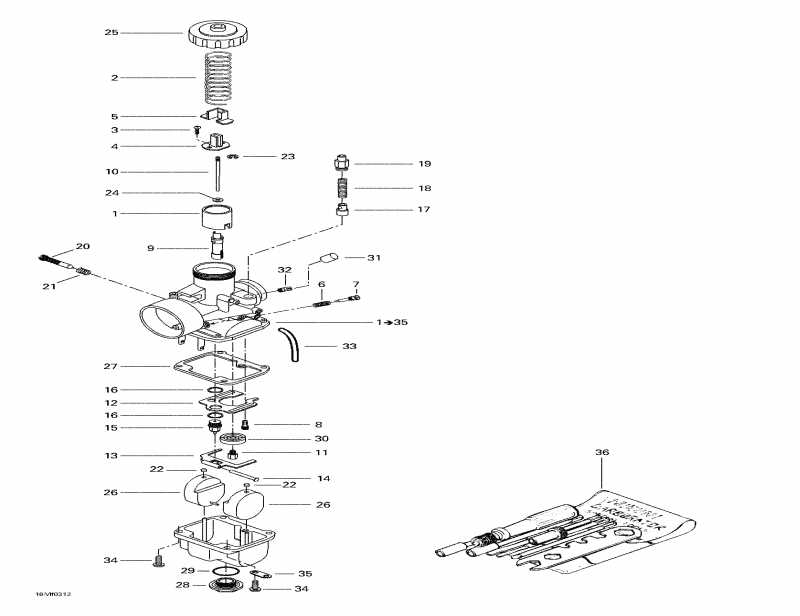 snowmobile BRP SkiDoo Skandic 500F, 2003  - Carburetors