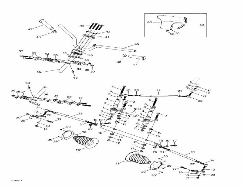 snowmobile  Skandic 500F, 2003  - Steering System