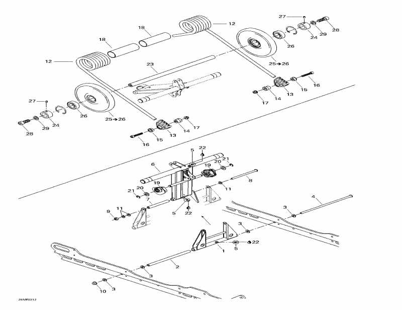 snowmobile Skidoo Skandic 500F, 2003  - Rear Arm