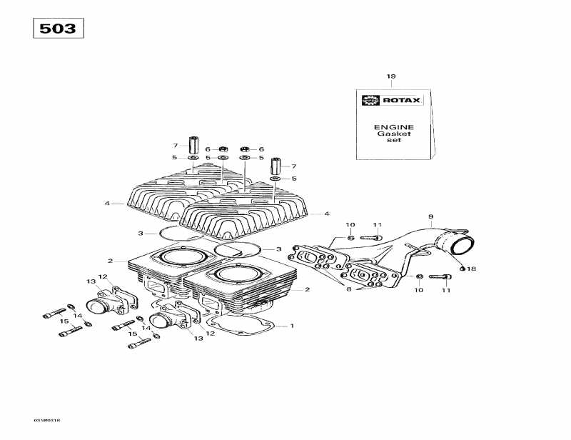  Skidoo Skandic 600, 2003 - Cylinder, Exhaust Manifold (503)