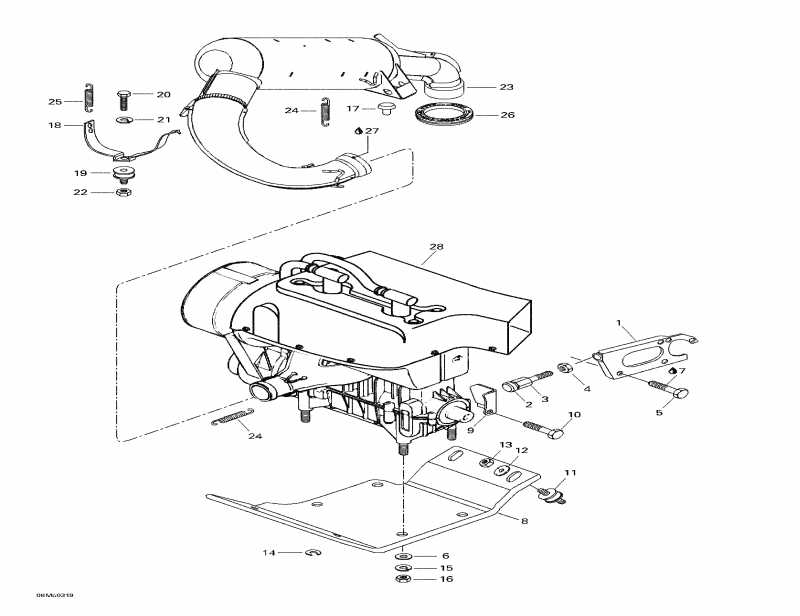  SKIDOO Skandic LT 440F, 2003  - Engine Support And Muffler