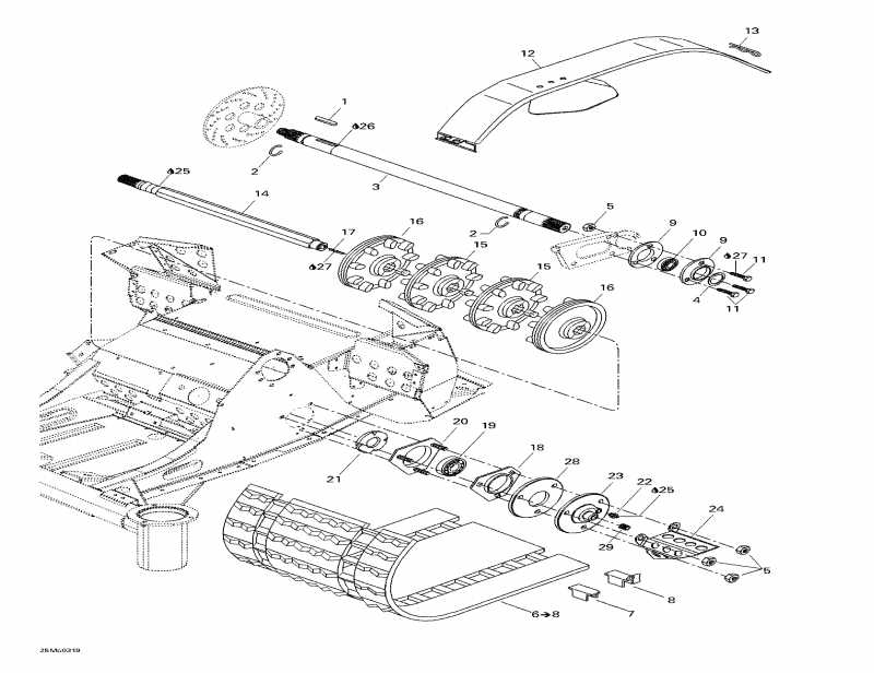 snowmobile  Skandic LT 440F, 2003 - Drive Axle And Track