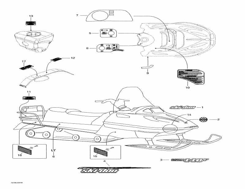 snowmobile Skidoo Skandic LT 440F, 2003  - Decals