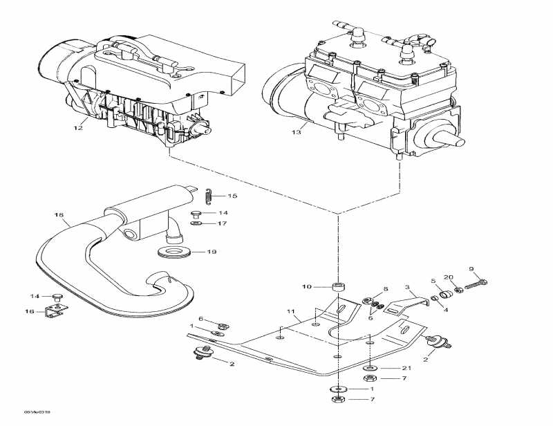 snowmobile SkiDoo  Skandic Super Wide Track 500 F, 2003 - Engine Support