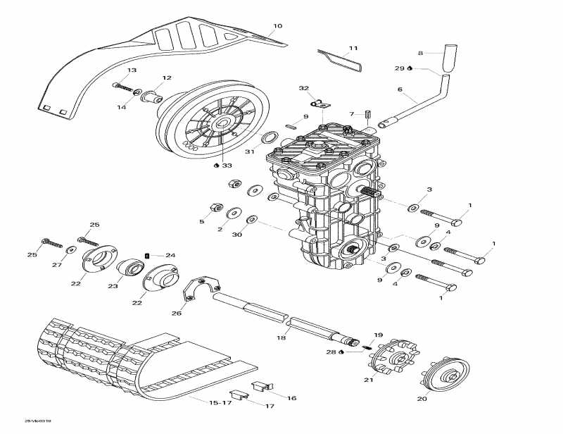  ski-doo Skandic Super Wide Track 500 F, 2003  - Drive Axle, Track And Belt Guard