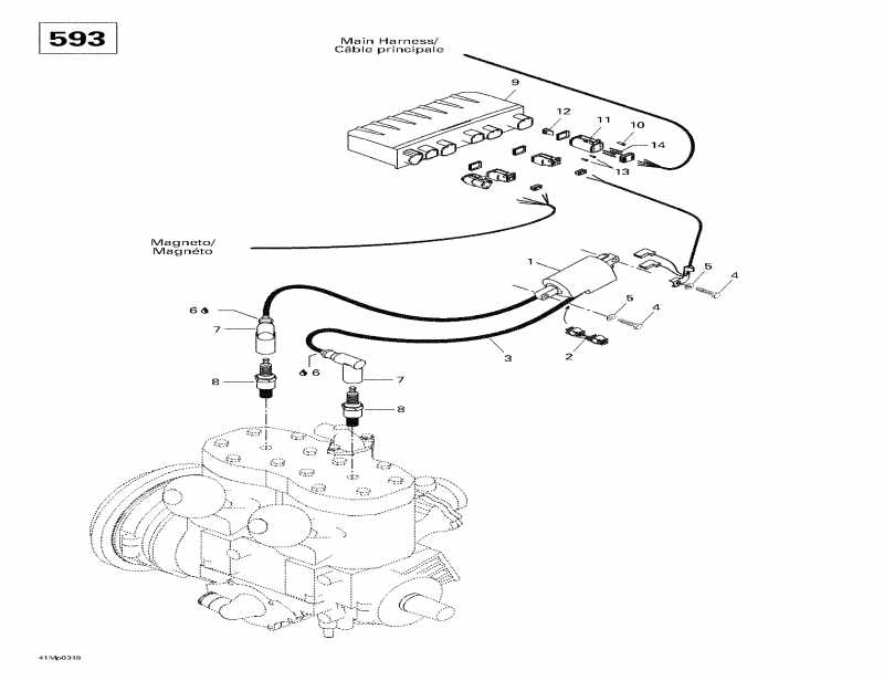snowmobile Skidoo Skandic Wide Track 500 F, 2003 - Ignition (593)