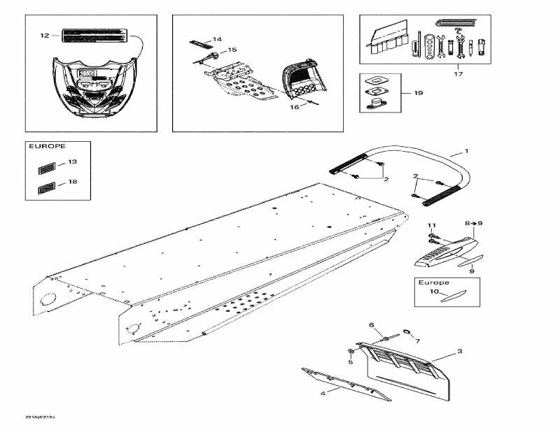 snowmobile Ski Doo Summit 550 F, 2003 - Rear , Snow Guard  Moulding