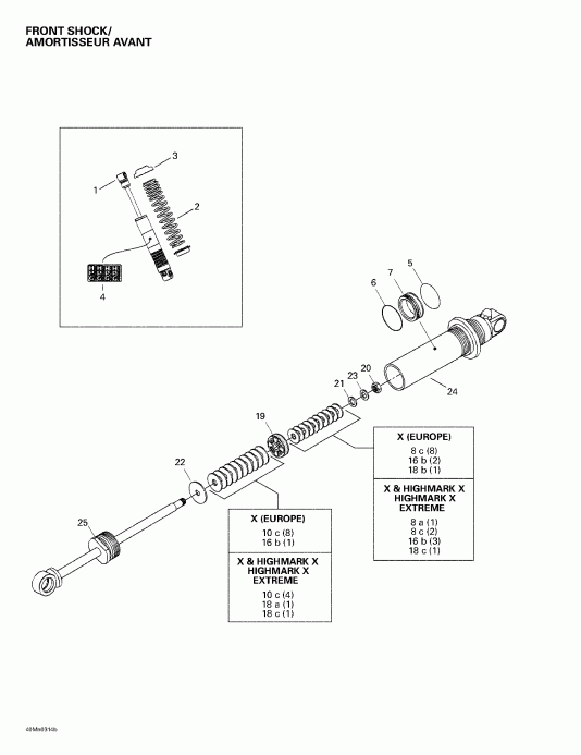  BRP SkiDoo Summit 600 HO/700/800 HO, 2003  - Front Take Apart Shocks
