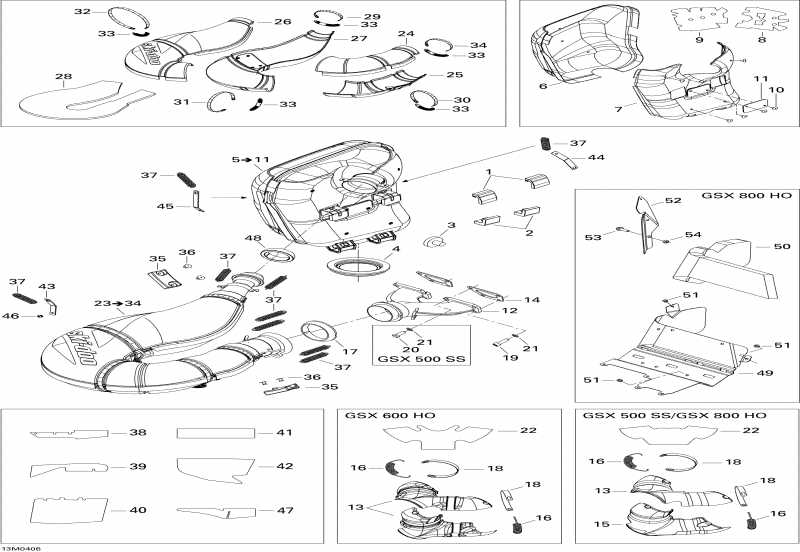 snowmobile Ski-doo GSX 800 HO, 2004 - Exhaust System