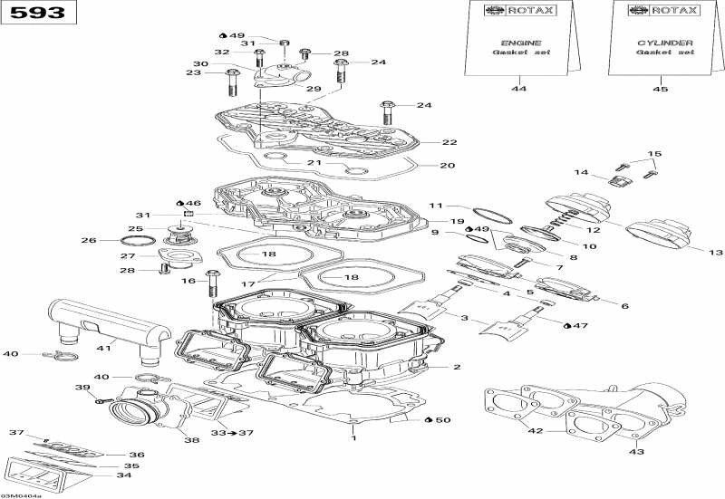 BRP Legend 500 SS, 2004 - Cylinder, Exhaust Manifold, Reed Valve (593)